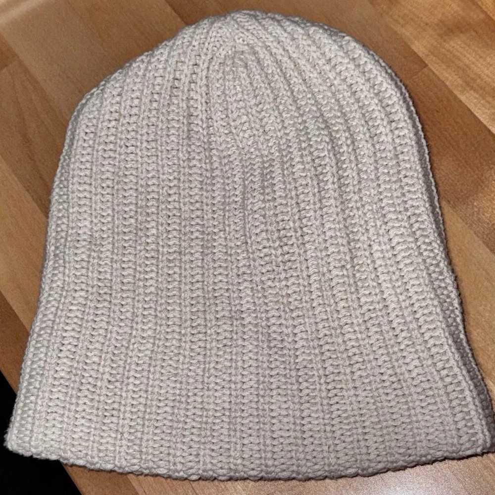 Love Your Melon Cream Ribbed Knit Beanie Hat Made in USA Winter Snow Bunny Lodge